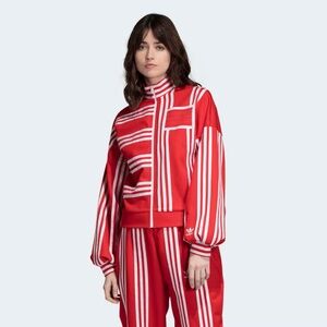 Adidas X Ji Won Choi Red and White Striped Track Jacket - 2XS